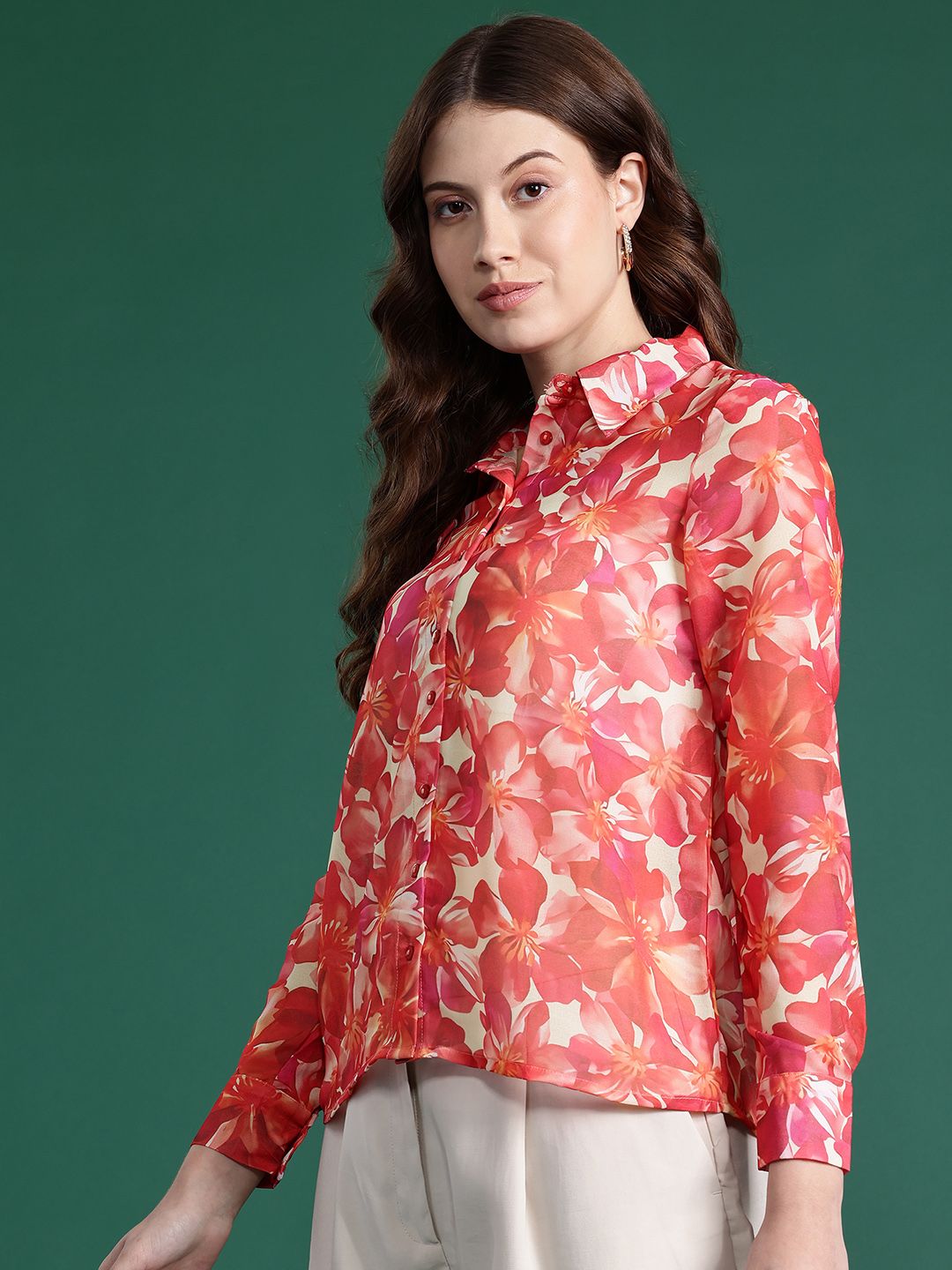 DressBerry Semi Sheer Printed Casual Shirt