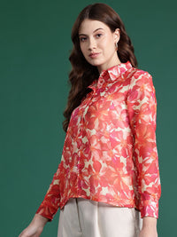 DressBerry Semi Sheer Printed Casual Shirt