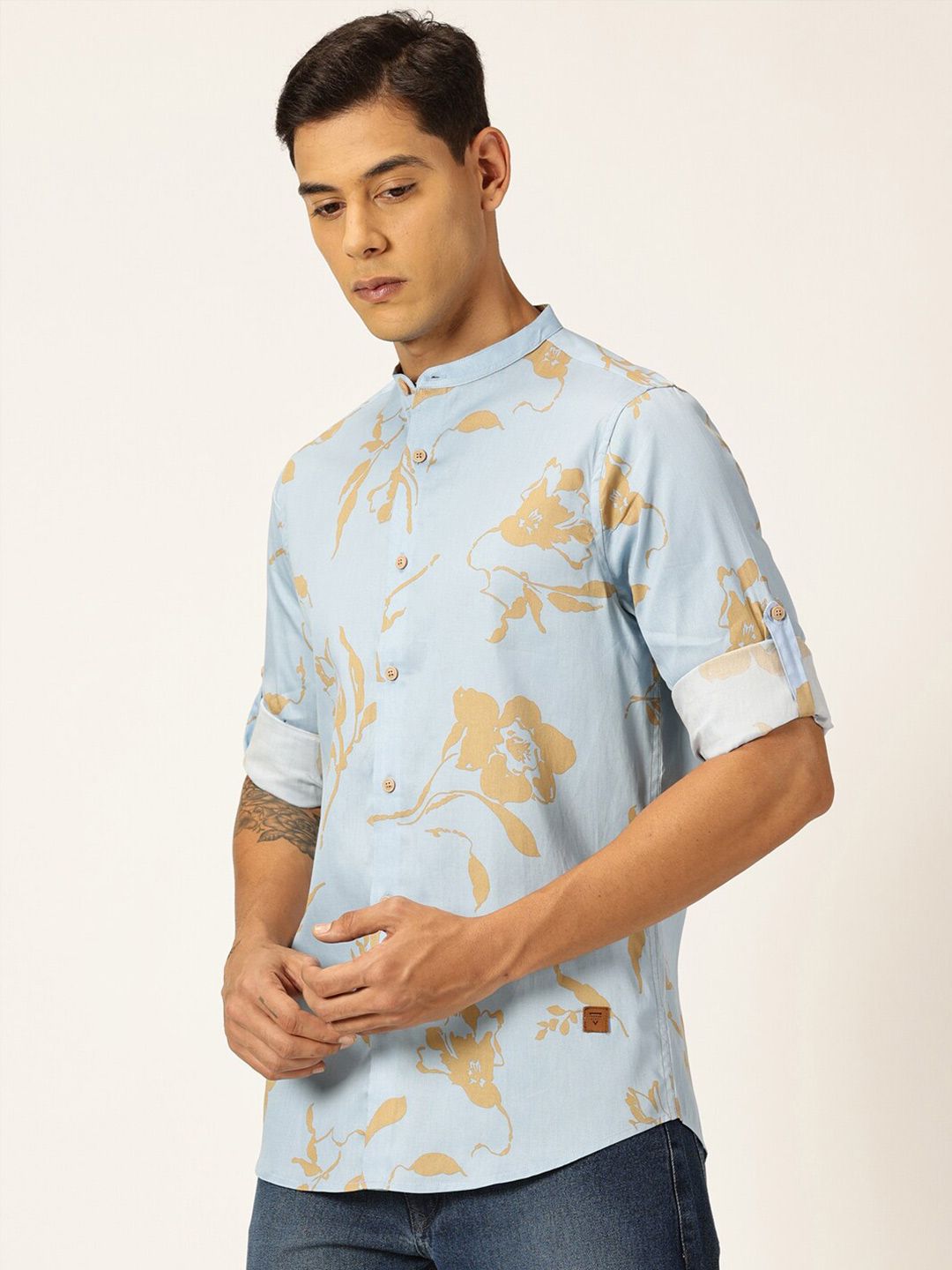 Thomas Scott Premium Slim Fit Floral Opaque Printed Cotton Casual Shirt