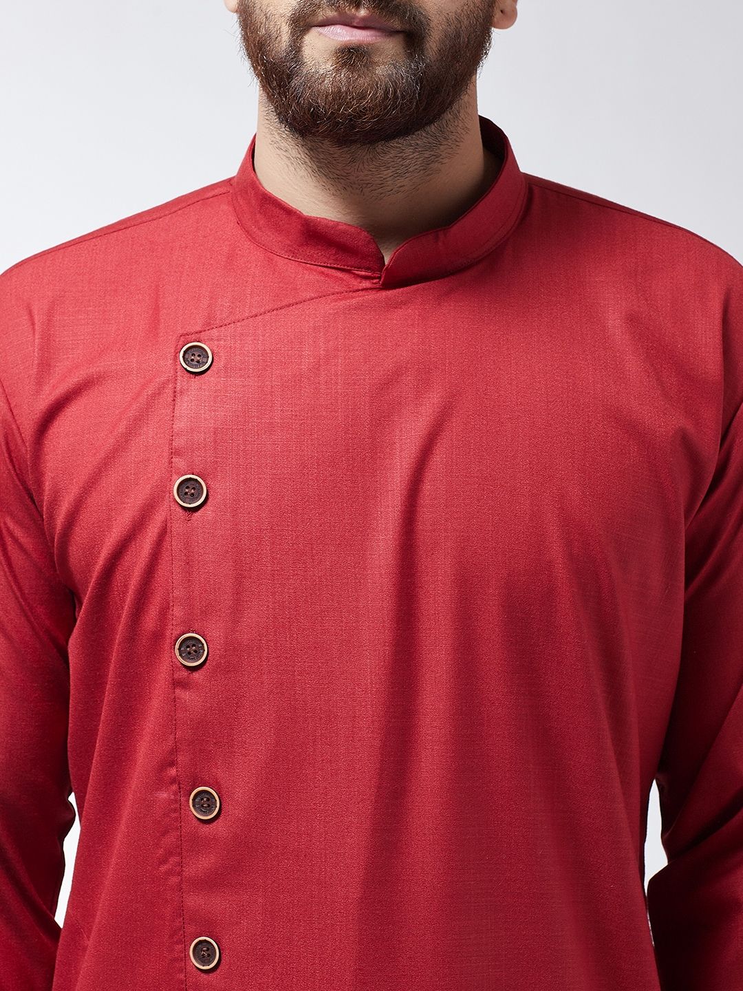 SOJANYA Men Maroon Solid Straight Kurta