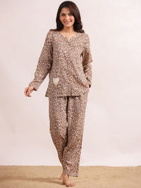 SANSKRUTIHOMES Beige Printed Night Suit