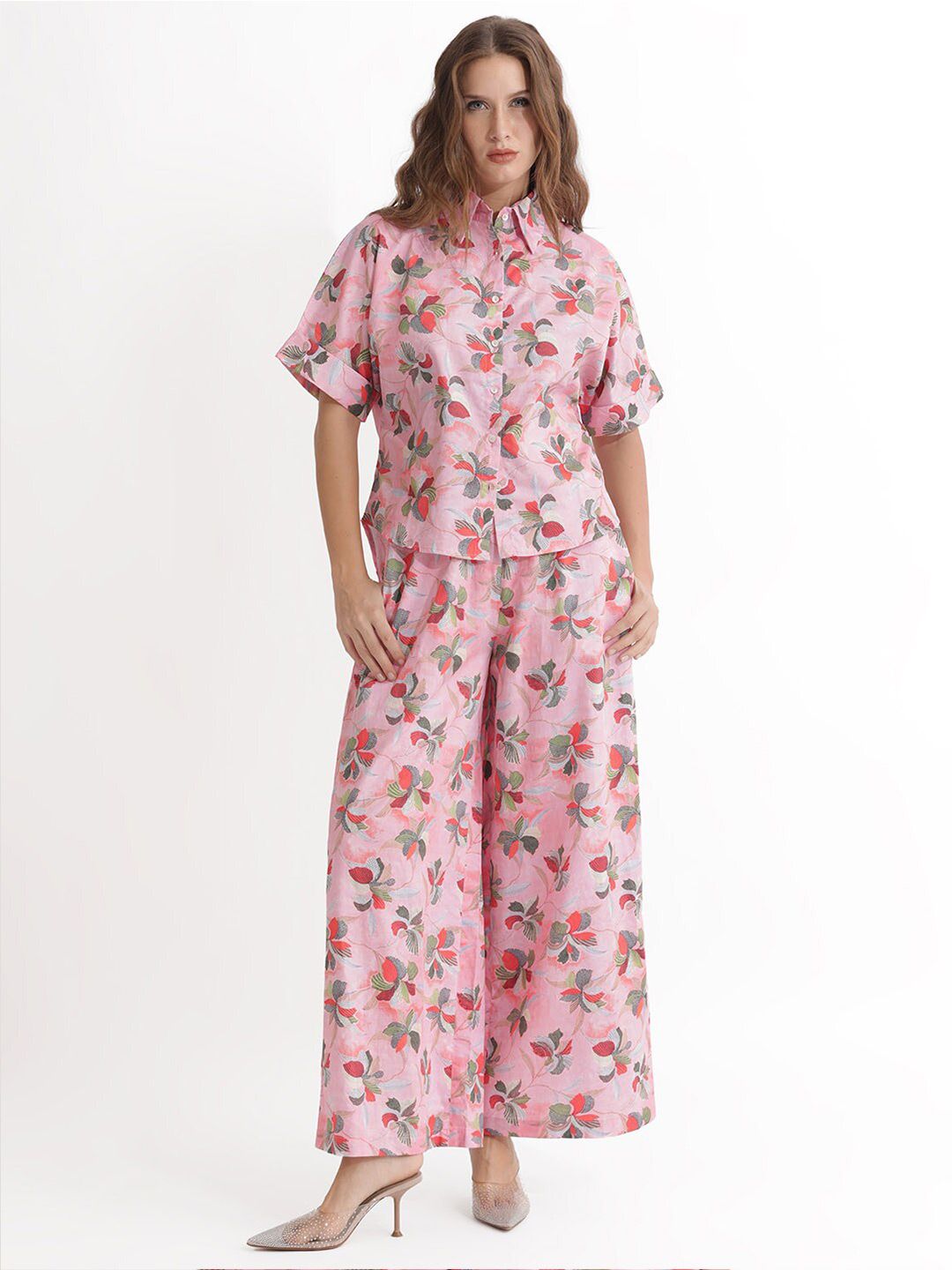 RAREISM Floral Printed Shirt Styled Cotton Top