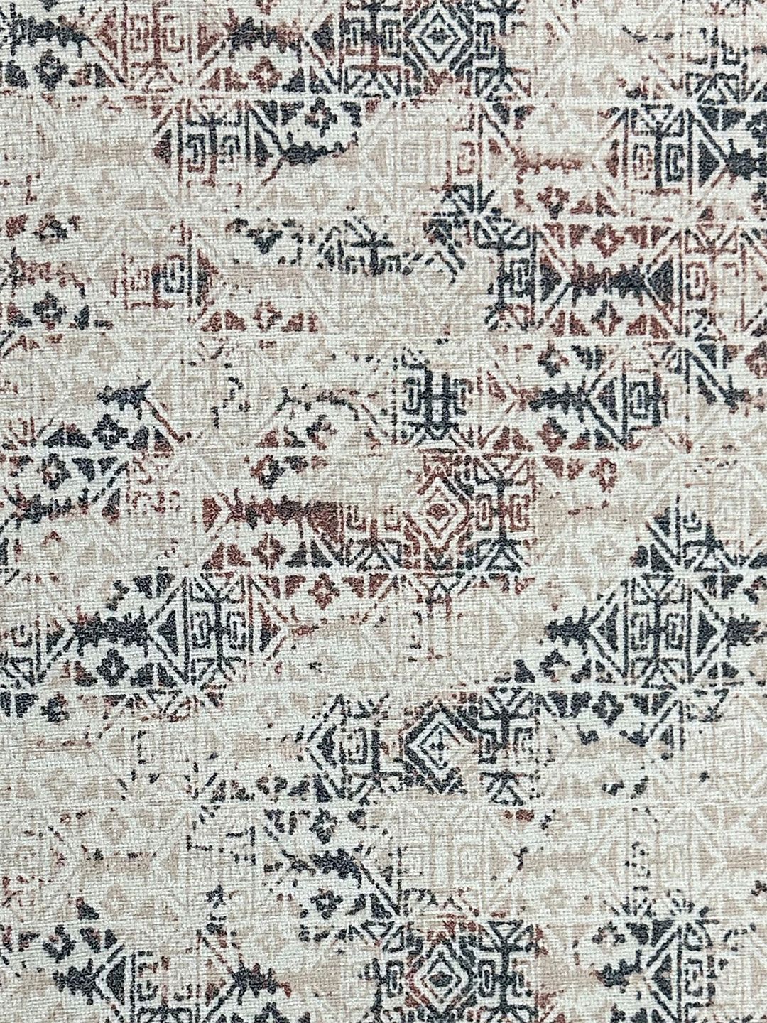 Angkasa Bandar Grey & Blue Geometric Printed Vintage Anti Carpet