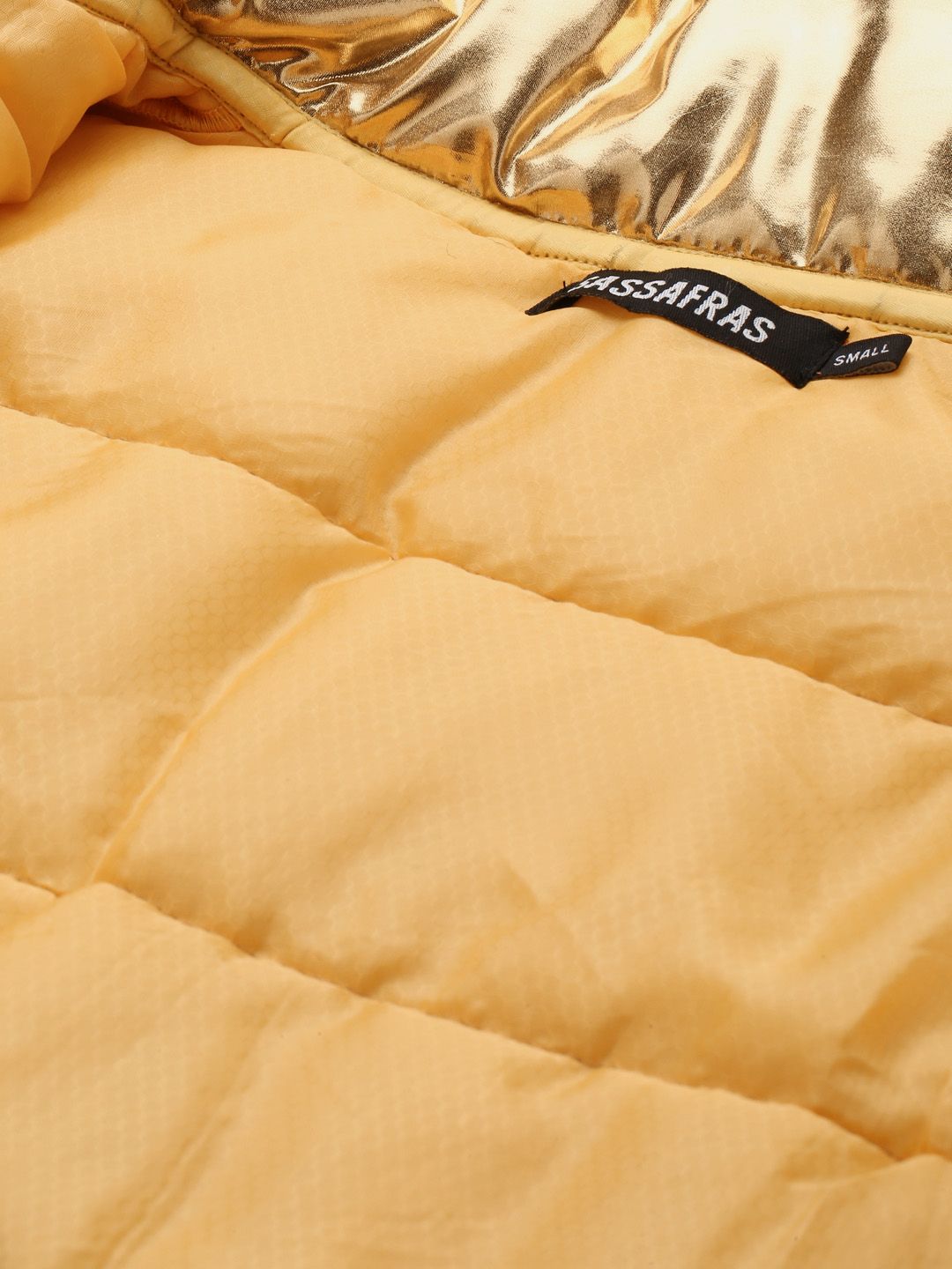SASSAFRAS Women Gold-Toned Crop Padded Jacket