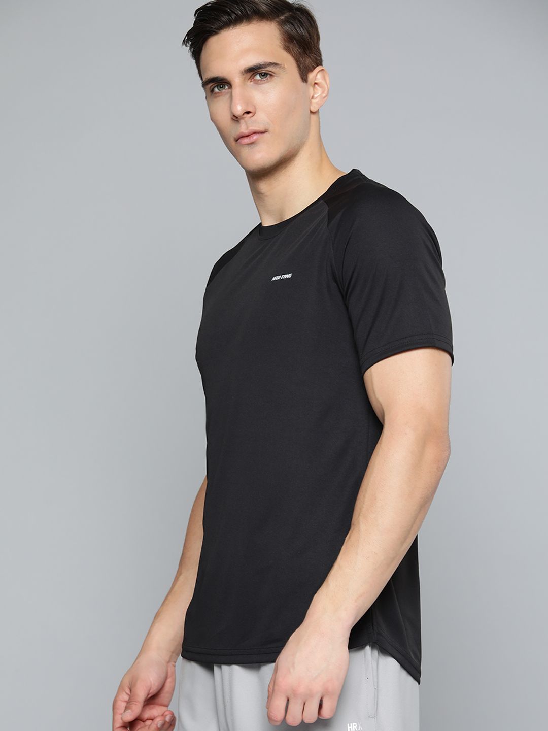 HRX By Hrithik Roshan Training Men Jet Black Rapid-Dry Typography Tshirts