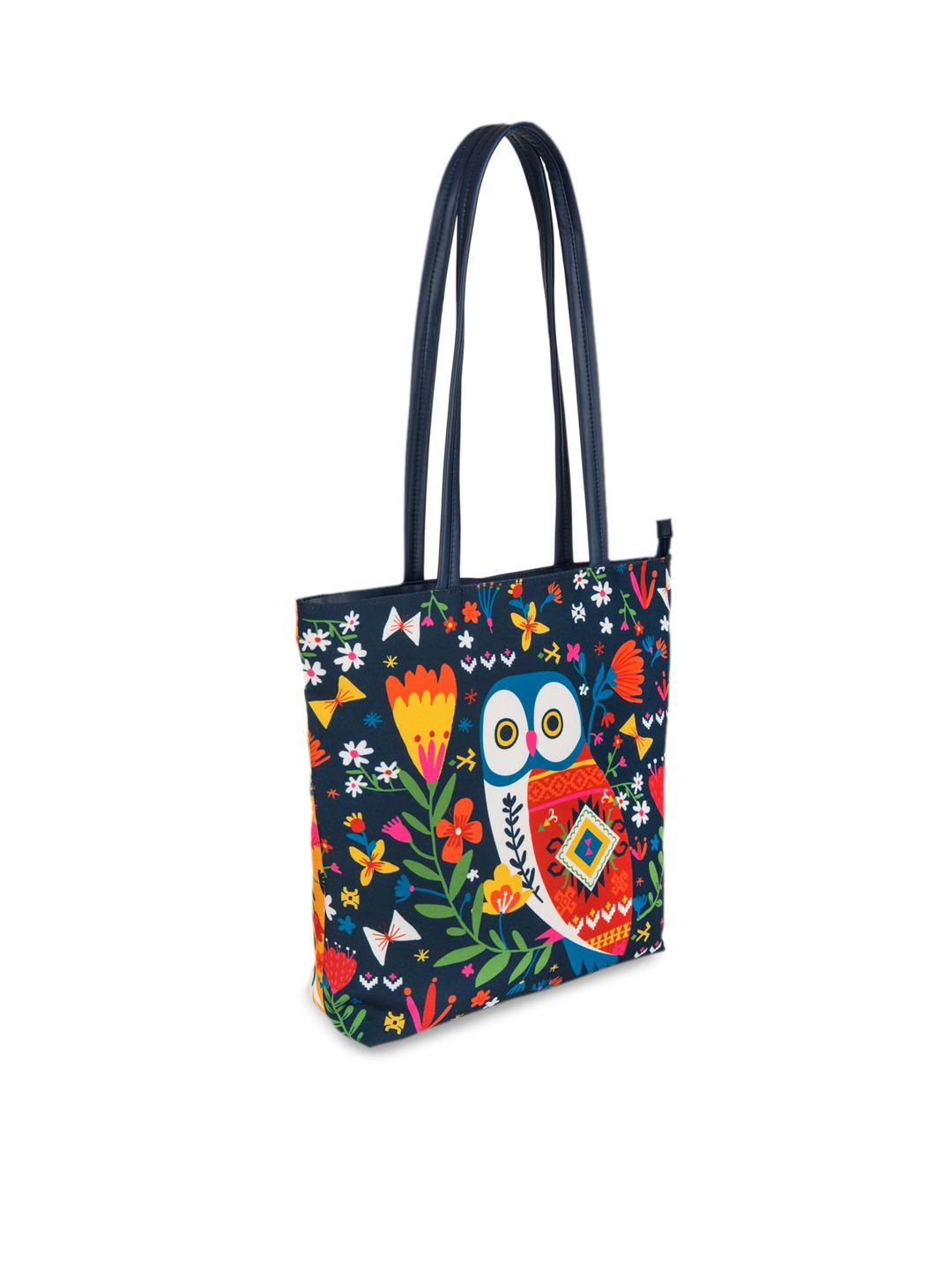 TEAL BY CHUMBAK Navy Blue Printed Tote Bag