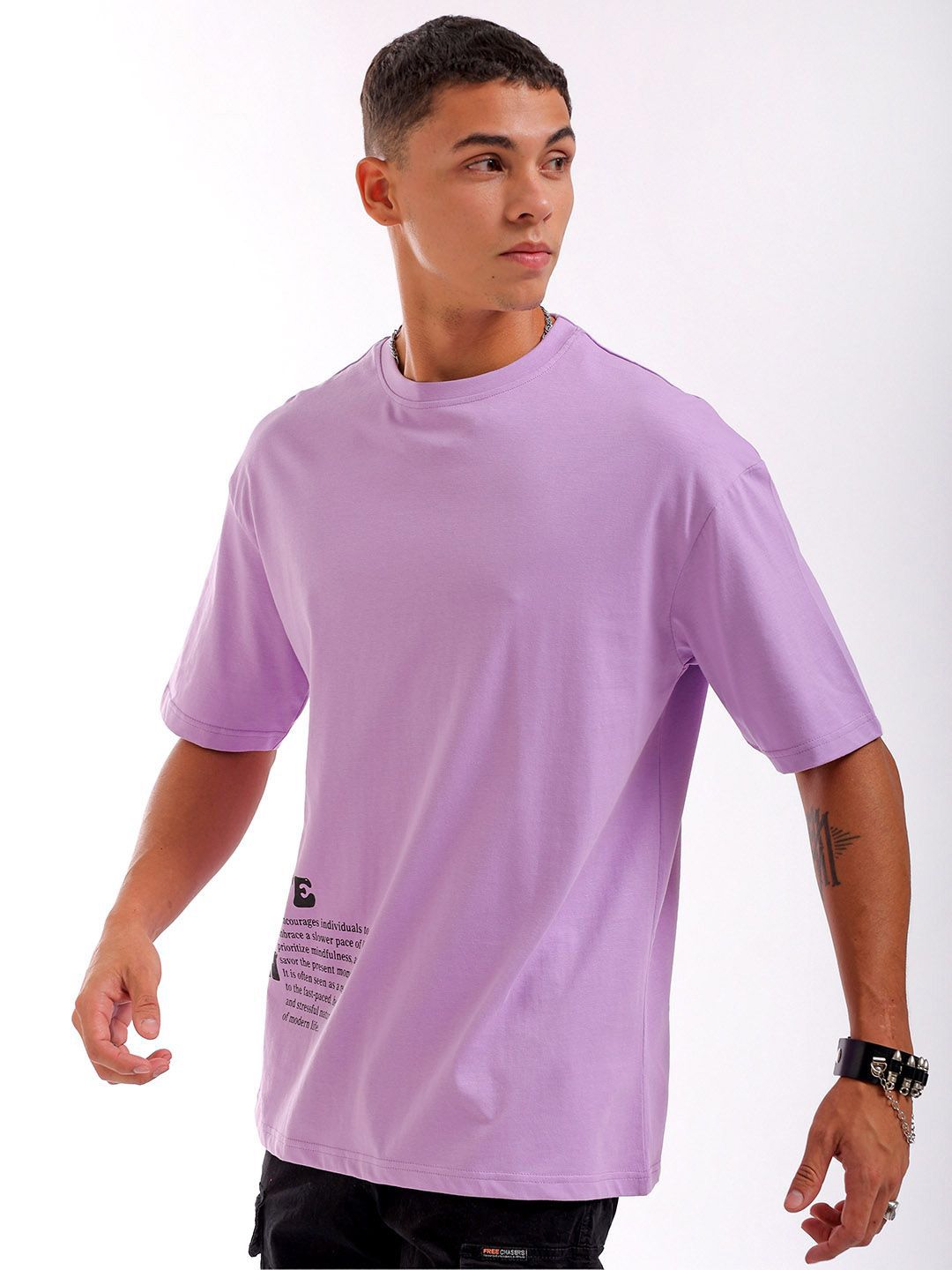 The Indian Garage Co Men Back Printed Round Neck Boxy Oversized T-shirt