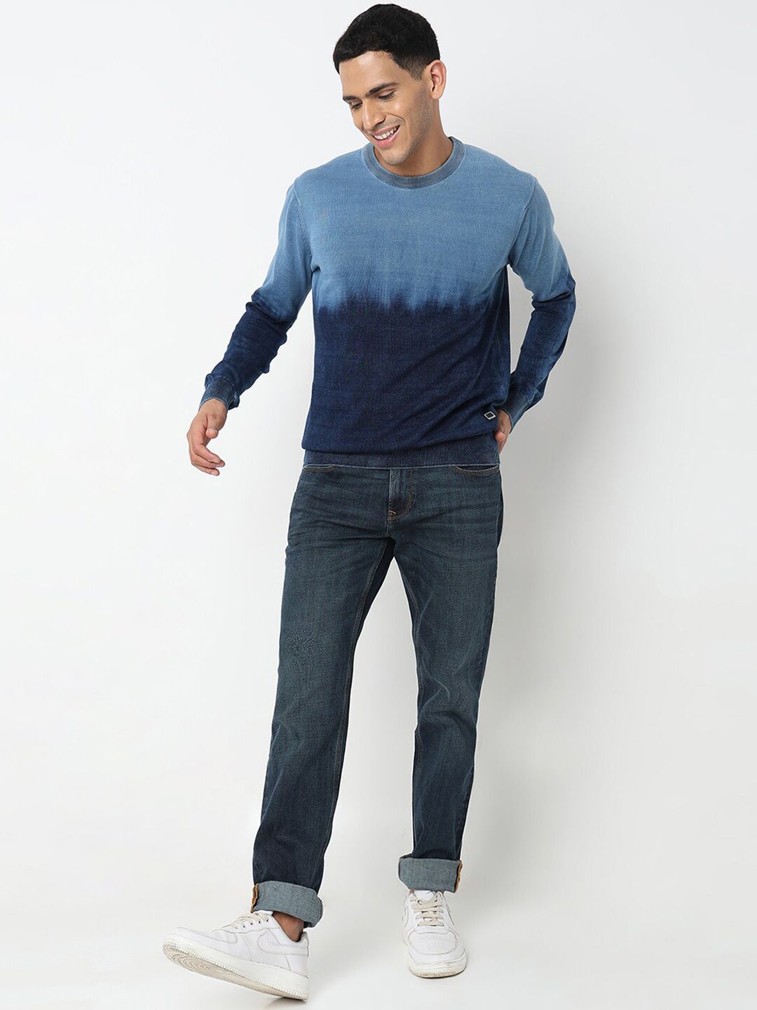 SPYKAR Tie & Dye Cotton Pullover Sweater