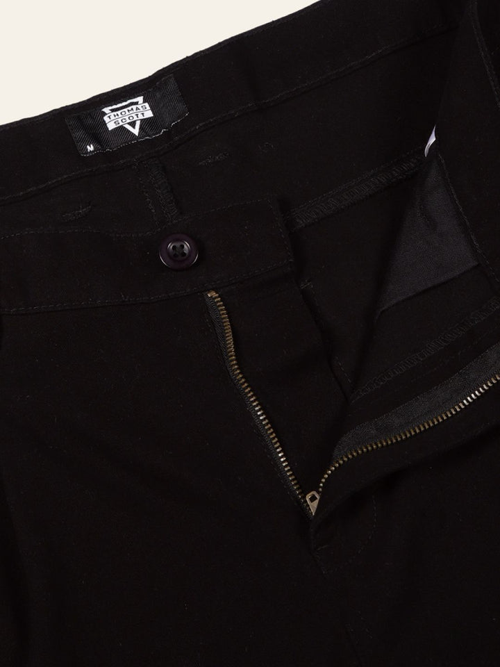 Thomas Scott Men Smart Straight Fit Mid-Rise Easy Wash Pure Cotton Chinos Trousers