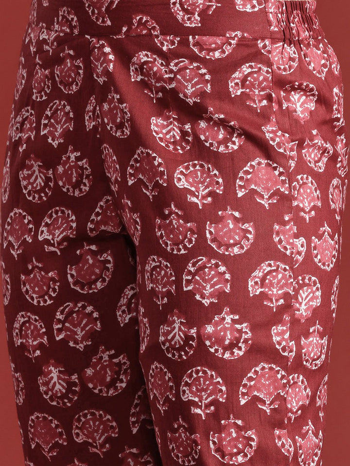 Anouk Women Ethnic Motifs Printed Pure Cotton Kurta with Trousers & Dupatta