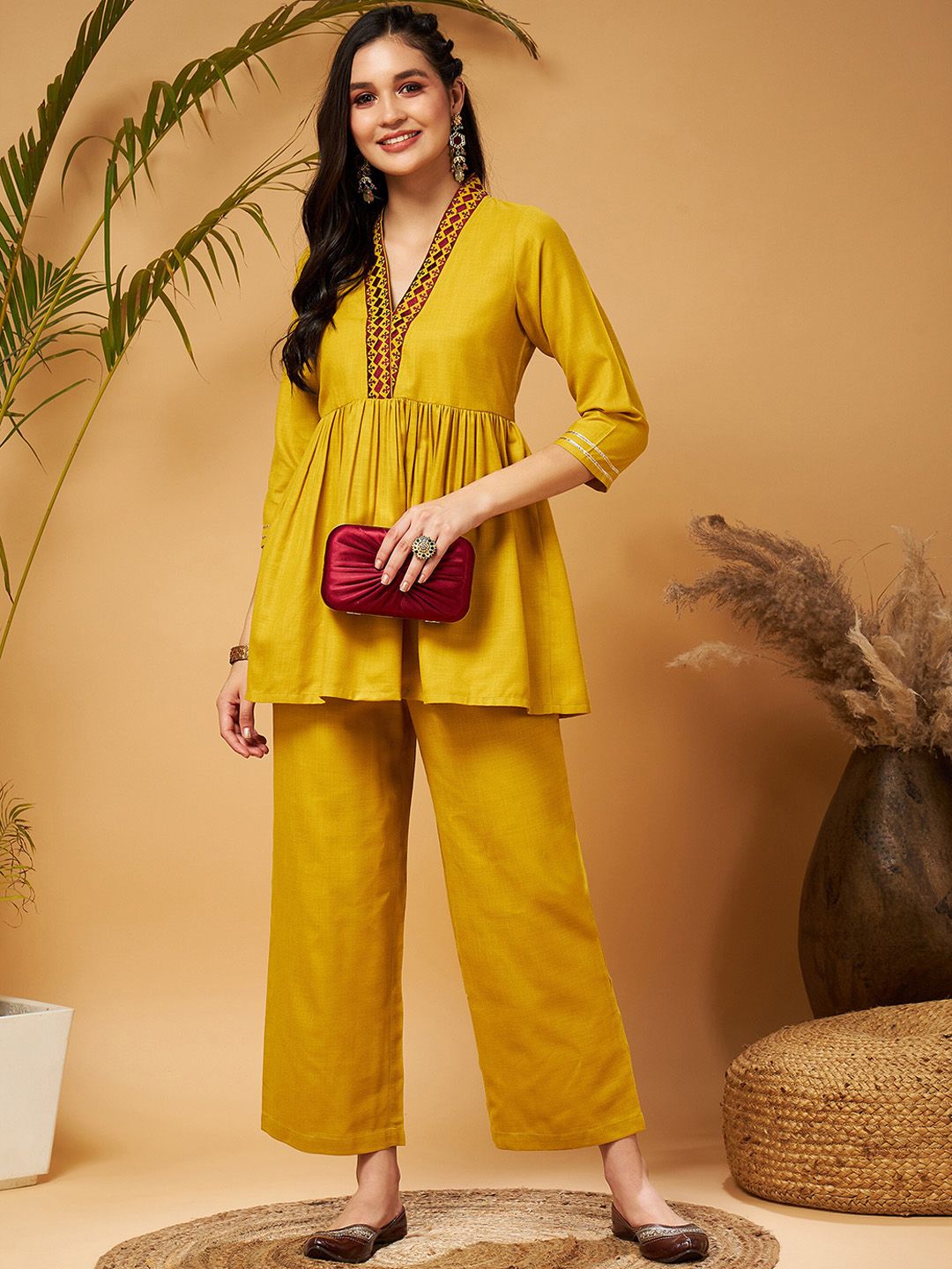 Shae by SASSAFRAS Mustard Yellow Empire Tunic With Trouser