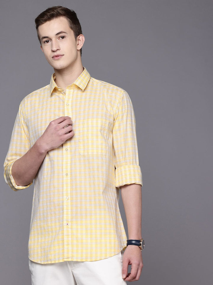 Raymond Pure Cotton Slim Fit Checked Casual Shirt