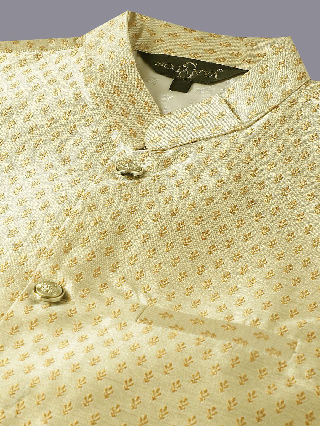 SOJANYA Embroidered Thread Work Kurta With Churidar With Nehru Jacket