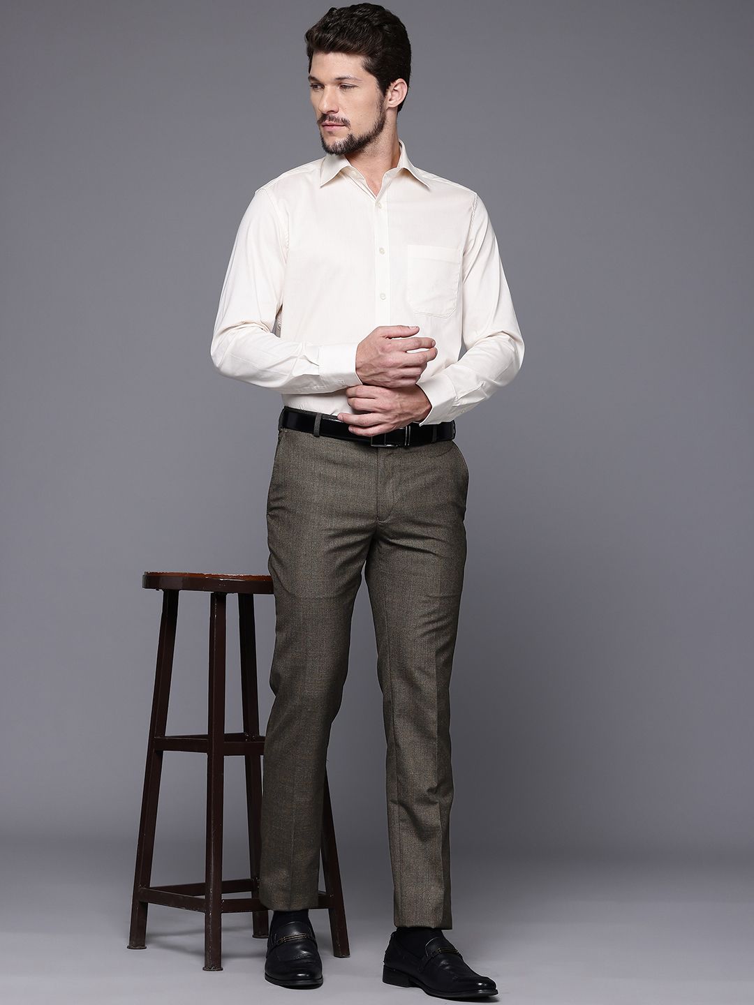 Raymond Men Checked Slim Fit Formal Trousers