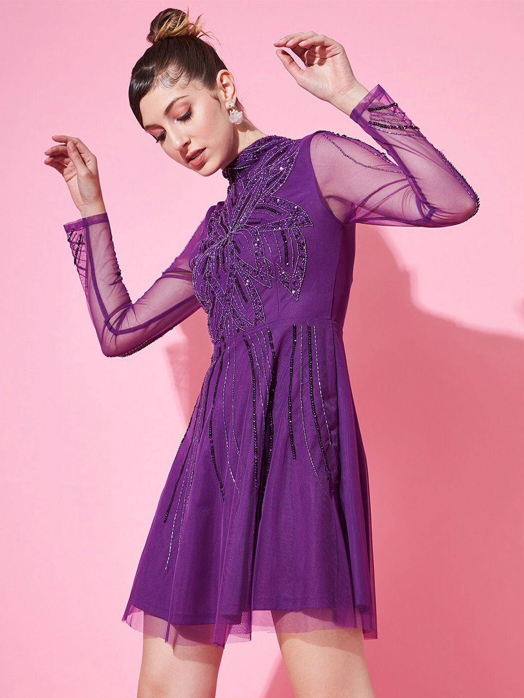 STREET 9 Women Embellished Net Dress