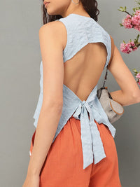DressBerry Seersucker Open Back Top