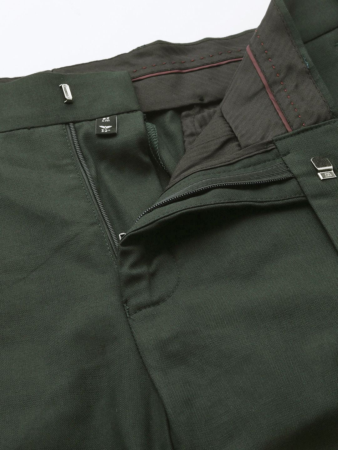 Park Avenue Men Self-Design Checked Formal Trousers
