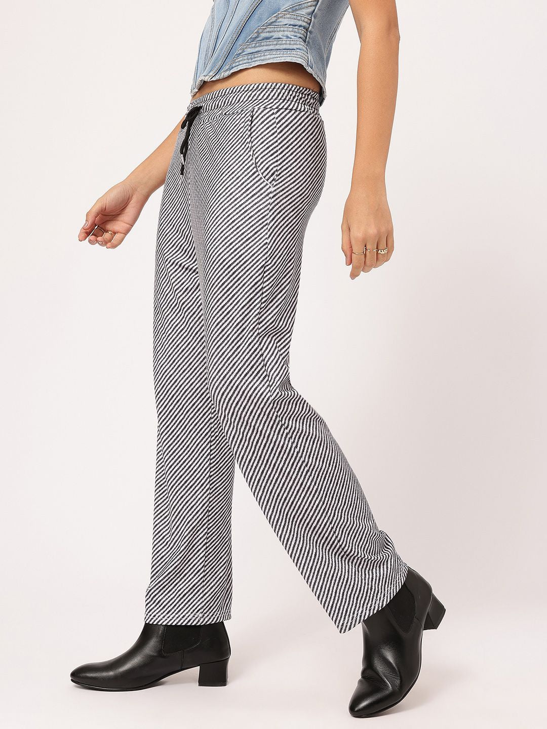 DressBerry Women Stripe Strike Monochrome Trousers