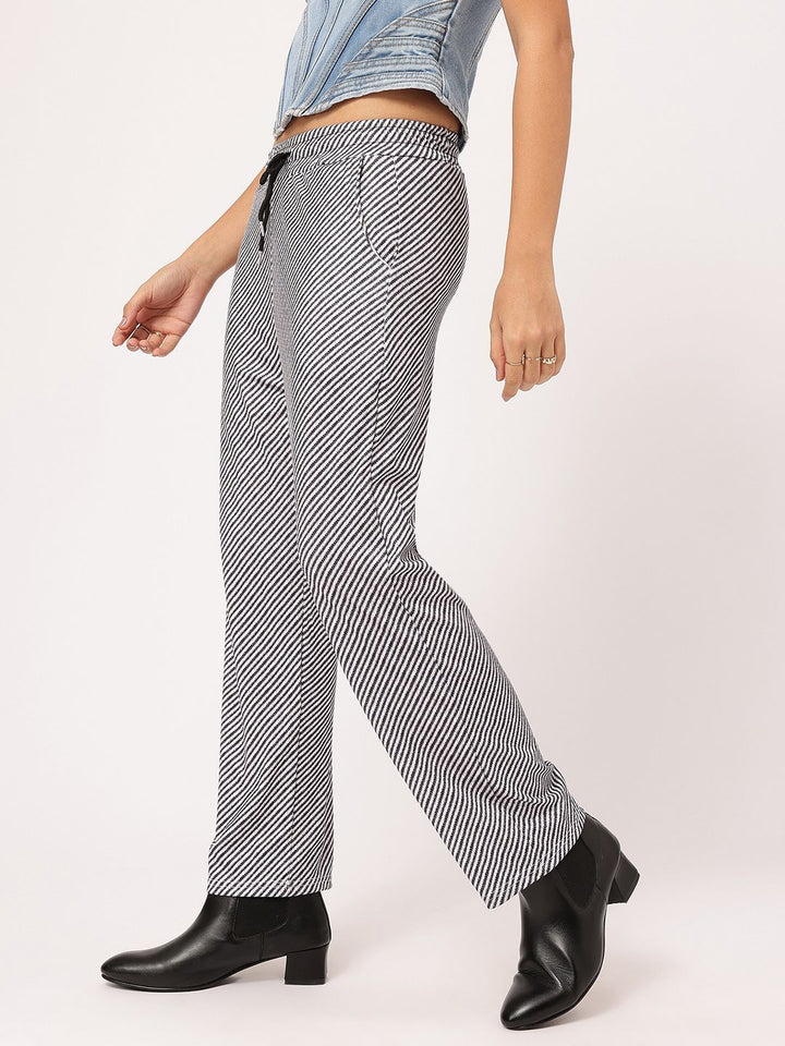 DressBerry Women Stripe Strike Monochrome Trousers