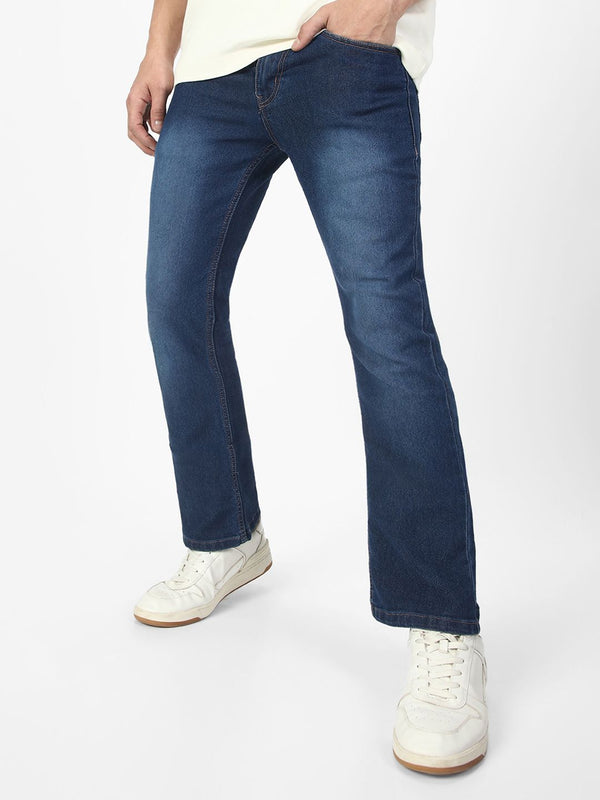 Urbano Fashion Men Bootcut Light Fade Clean Look Stretchable Jeans