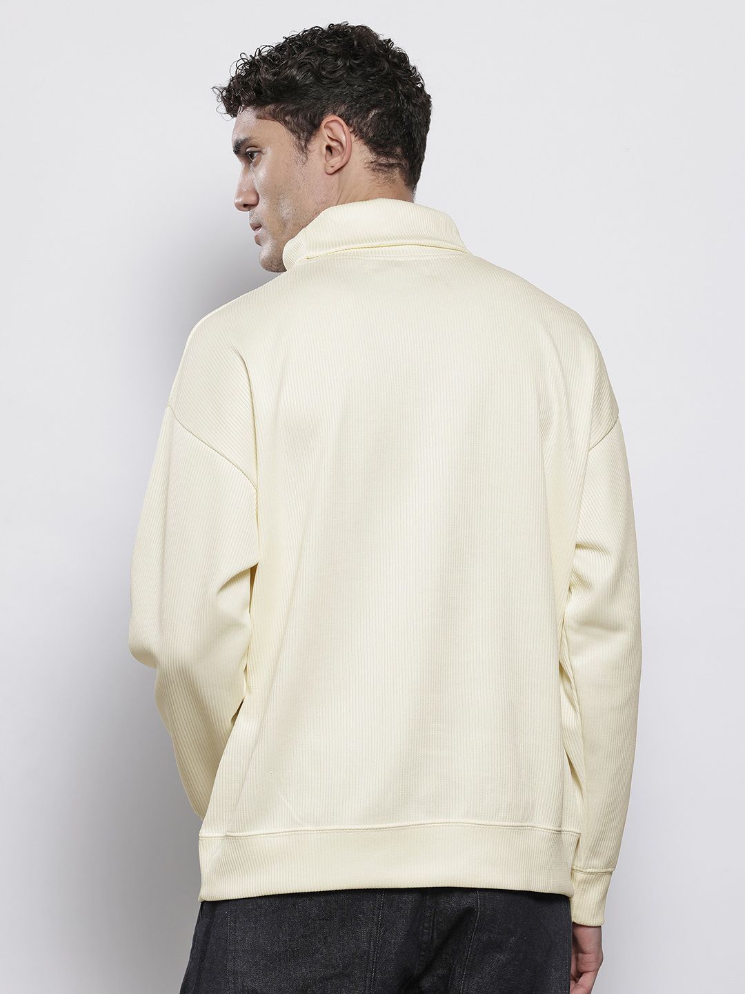 The Indian Garage Co Self Design Turtle Neck Drop-Shoulder Sleeves Sweatshirt