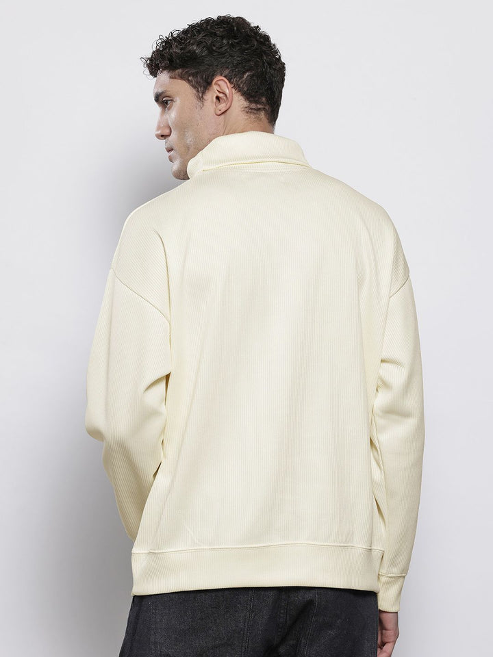 The Indian Garage Co Self Design Turtle Neck Drop-Shoulder Sleeves Sweatshirt