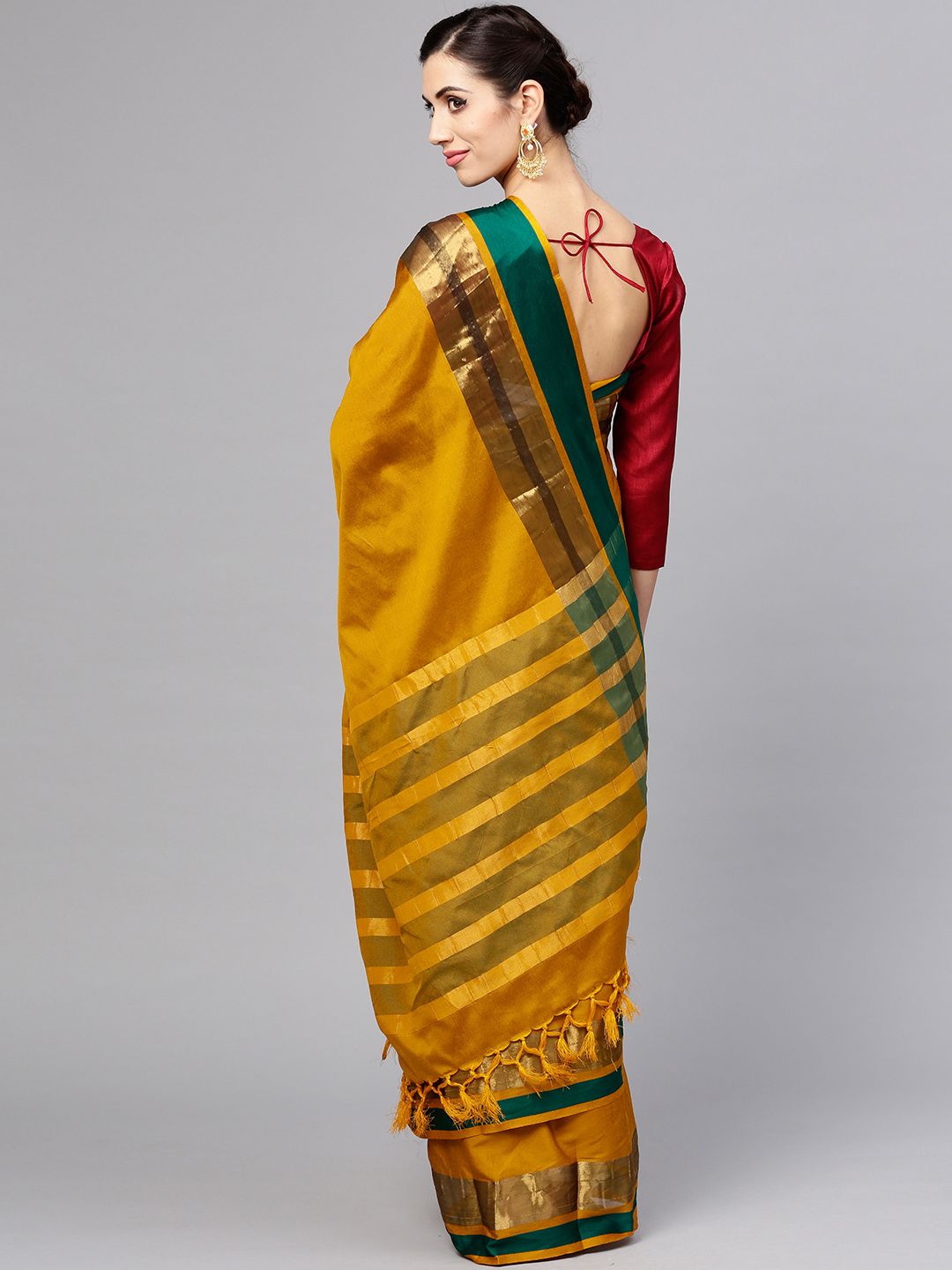 Saree mall Mustard Yellow Solid Saree