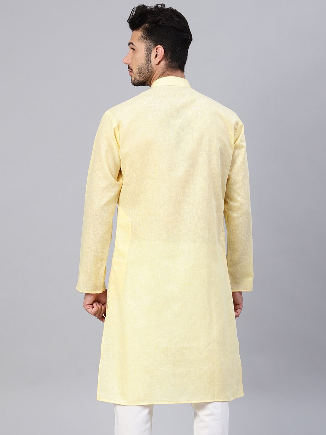 SOJANYA Lelaki Kuning Solid Kurta Lurus