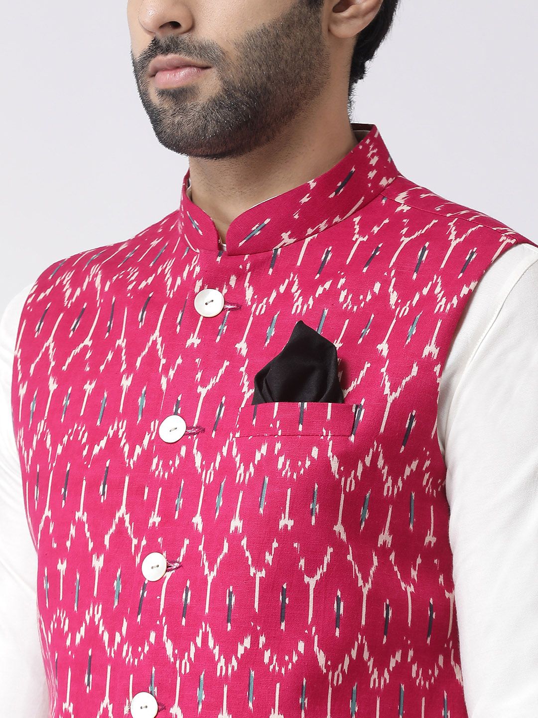 KISAH Men Printed Zari  Regular Fit Nehru Jacket