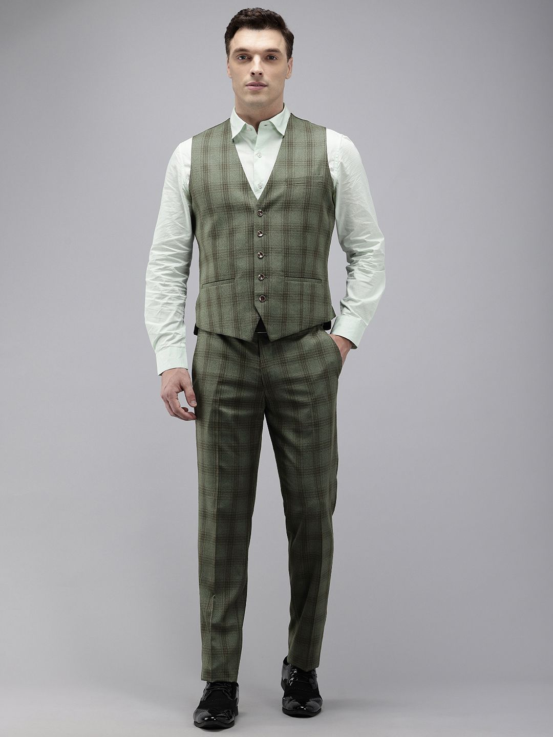Park Avenue Checked Single Breasted Super Slim Fit 3 Piece Formal Suits