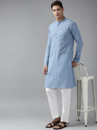 See Designs Men Blue Regular Pure Cotton Kurta with Pyjamas