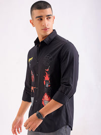 The Indian Garage Co Slim Fit Graphic Printed Spread Collar Pure Cotton Shirt