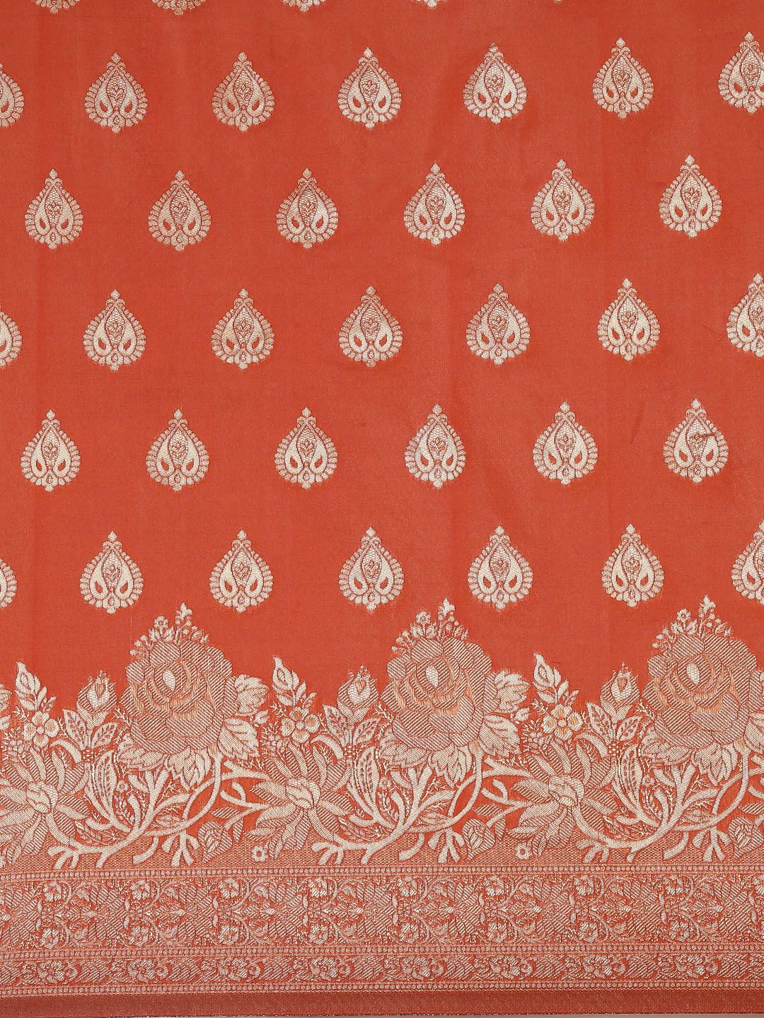 Saree mall Orange Ethnic Motifs Silk Blend Banarasi Saree