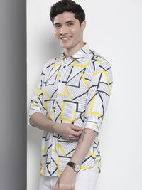 The Indian Garage Co Men Slim Fit Geometric Printed Party Shirt