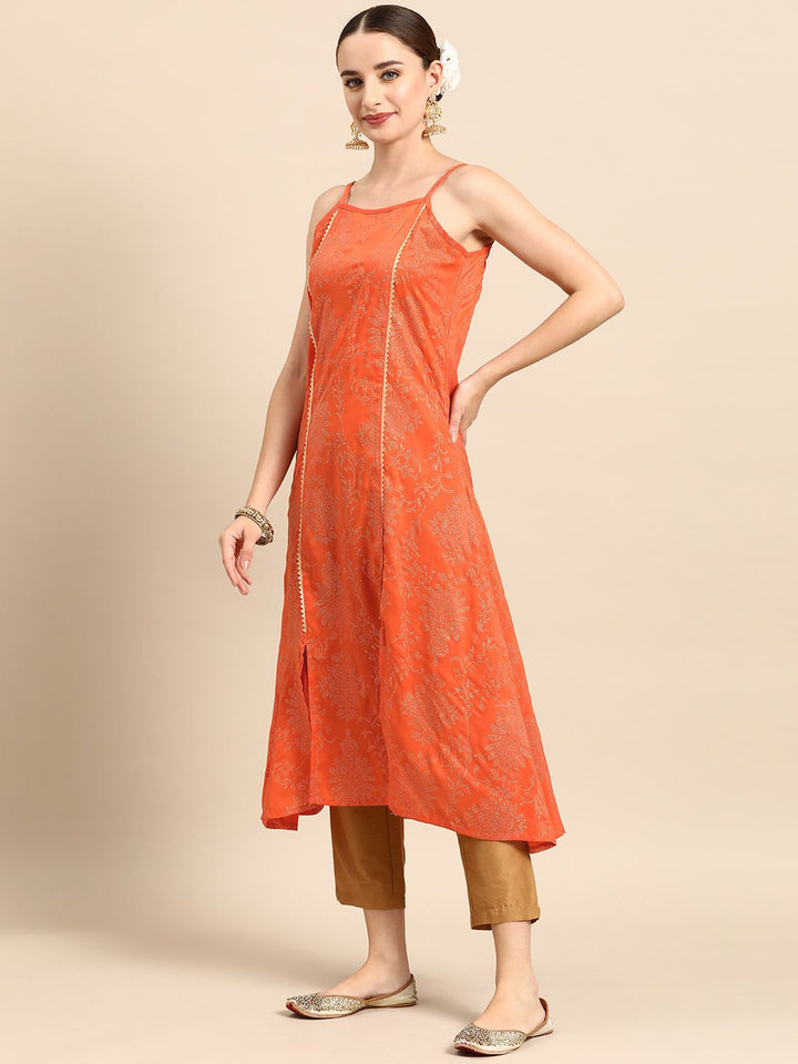 Anouk Ethnic Motifs Printed Shoulder Straps A-Line Kurta
