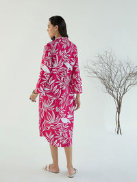 Pink Paprika by SASSAFRAS Women Conversational Printed A-Line Midi Dress