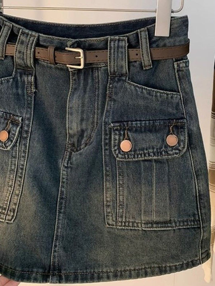 DressBerry Women Denim A-Line Above Knee Skirt