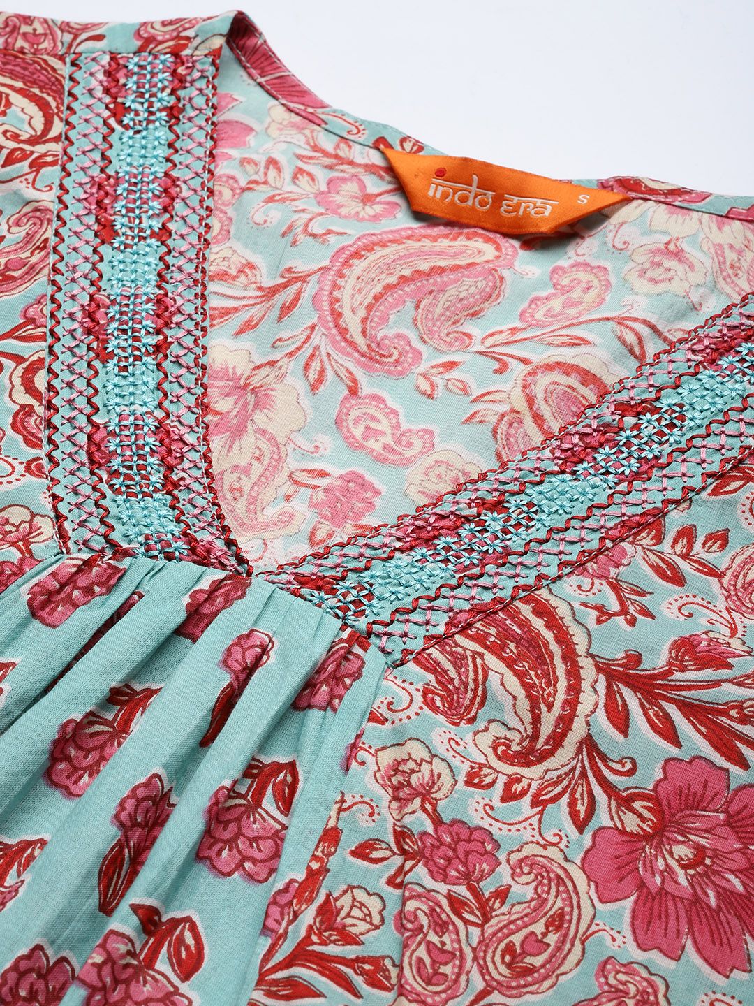 Indo Era Women Floral Printed Pure Cotton Kurta