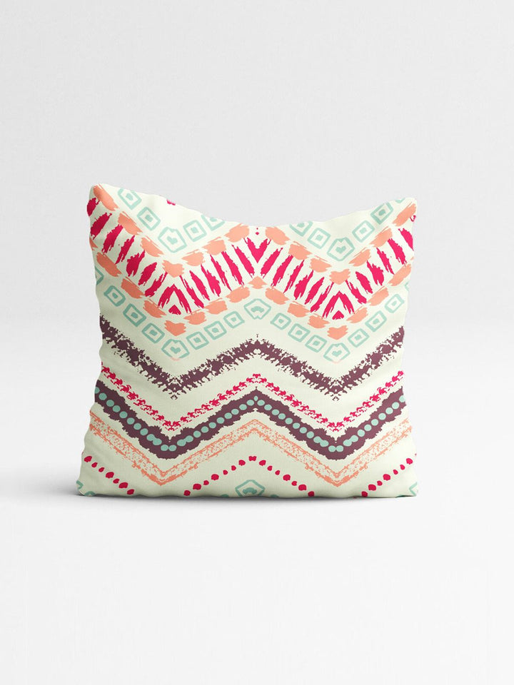 STITCHNEST Yellow & Off White Set of 5 Geometric Printed Square Cushion Covers