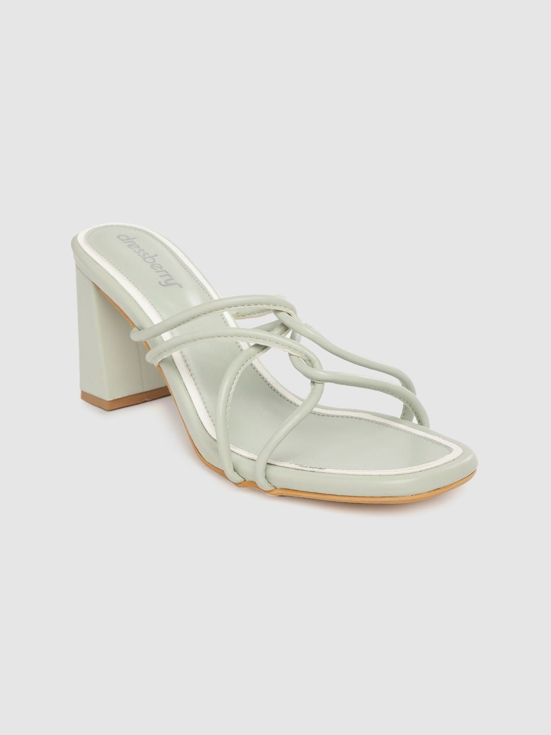 DressBerry Sea Green Solid Block Heels