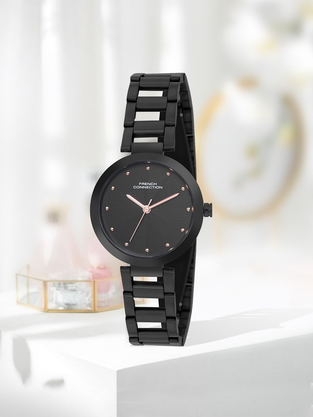 Sambungan Perancis Wanita Gelang Keluli Tahan Karat Tali Tali Analog Watch FCN060E