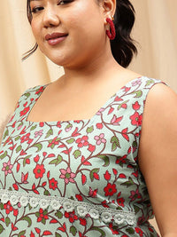 CURVY STREET Plus Size Floral Printed A-Line Dress