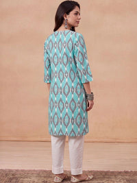 Kurta Bercetak Geometrik Rumah Wanita Chikankari