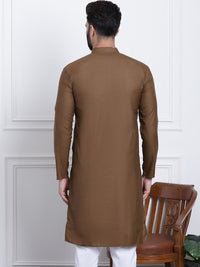 SOJANYA Men Green & Silver Pure Cotton Yoke Design Gotta Patti Kurta