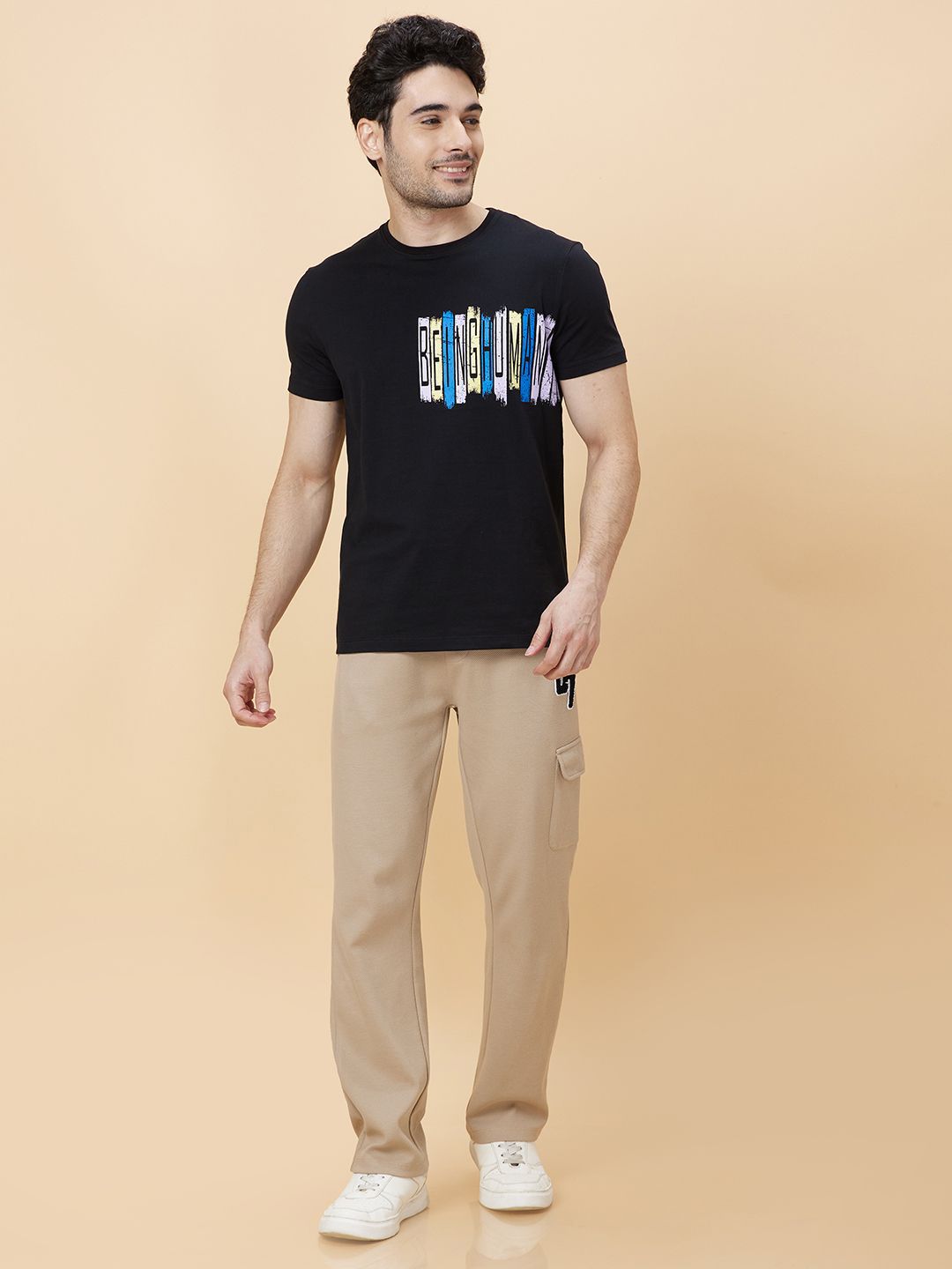 Being Human Men Round Neck Typography Printed T-shirt
