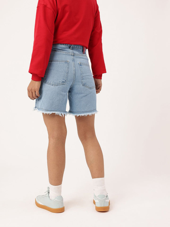 DressBerry Women Street Cool Frayed Denim Shorts
