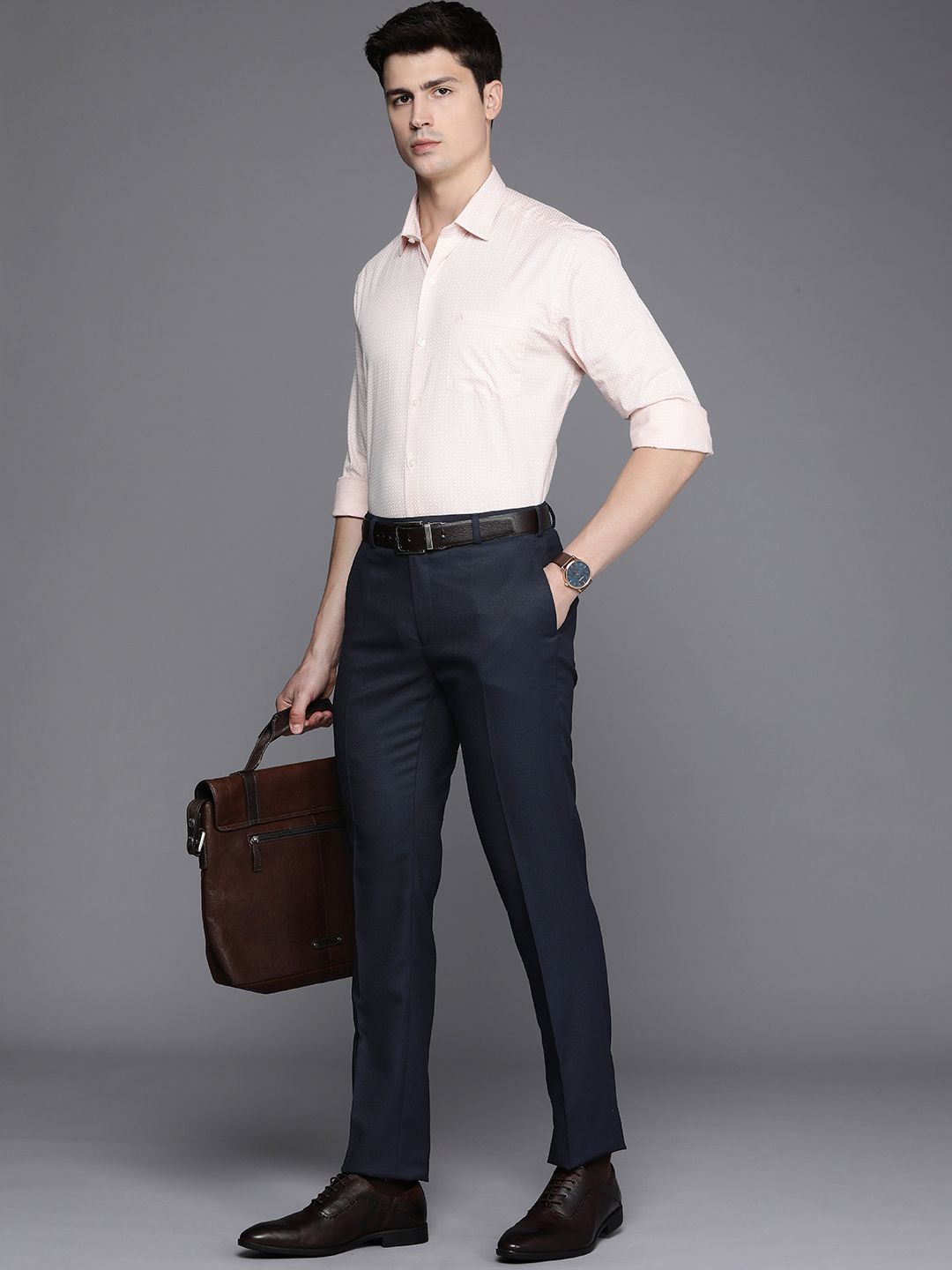 Raymond Men Textured Slim Fit Formal Trousers