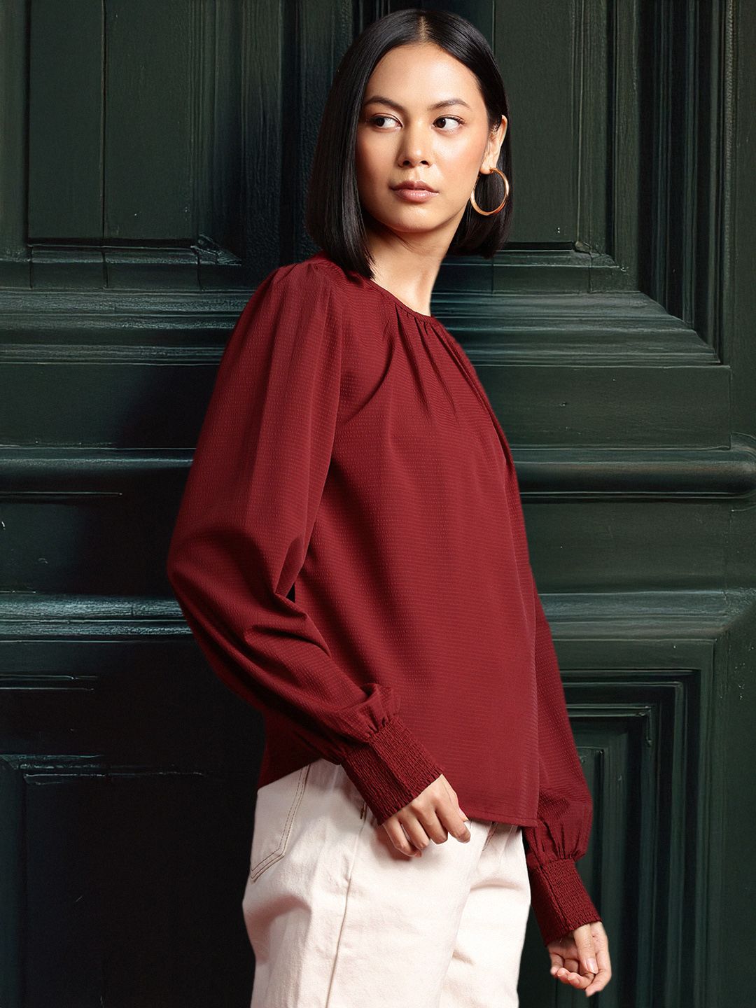 all about you Self-Design Puff Sleeve Top