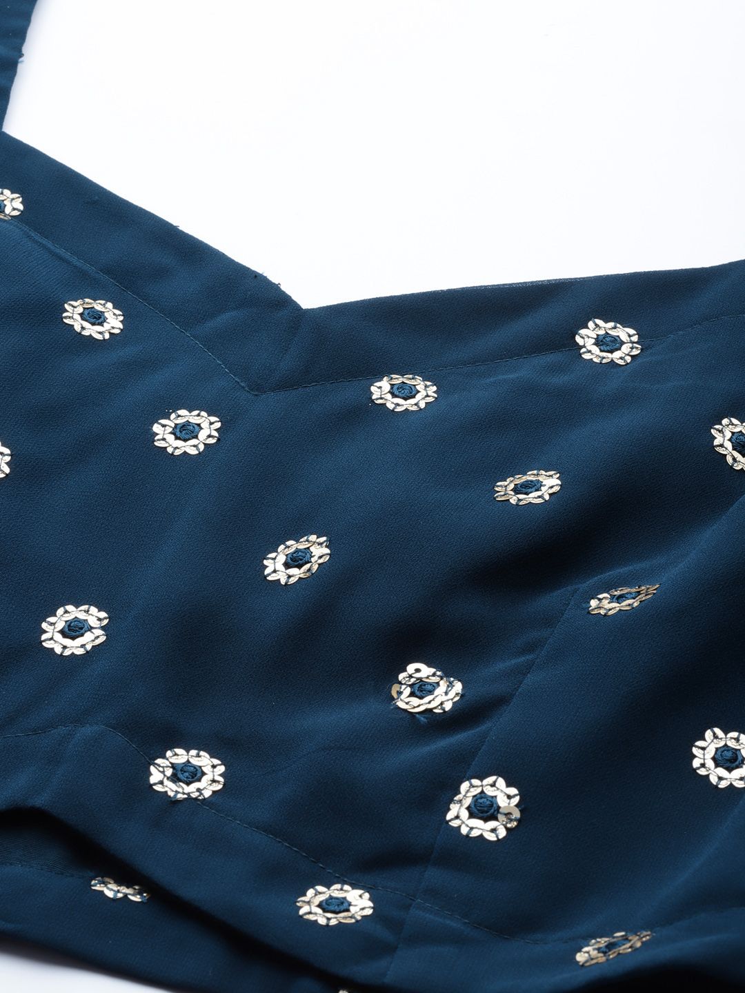 Libas Women Navy Blue Sequinned Top with Harem pants & shrug