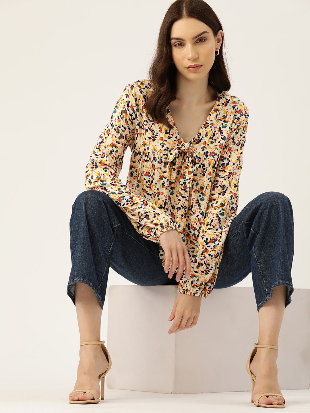 DressBerry Abstract Print Empire Top